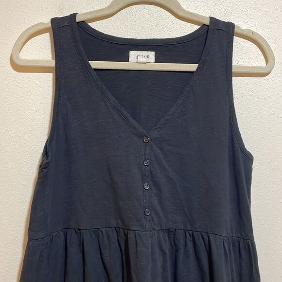 Pact Relaxed Slub Knit Organic Cotton Henley Tank Midi Dress Black Size Small - Picture 6 of 13